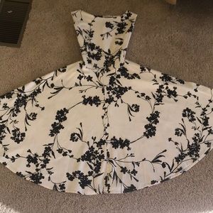 Black and white circle skirt dress